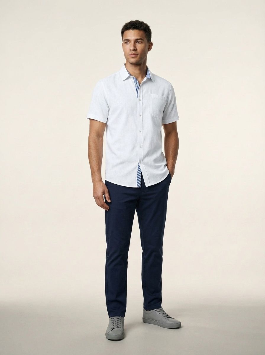 Men's Blend Short Sleeve Button Up Shirt Casual
