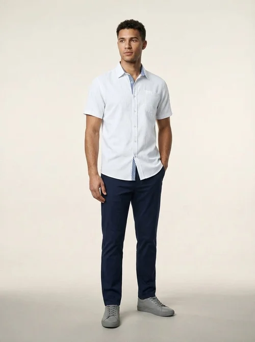 Men's Blend Short Sleeve Button Up Shirt Casual
