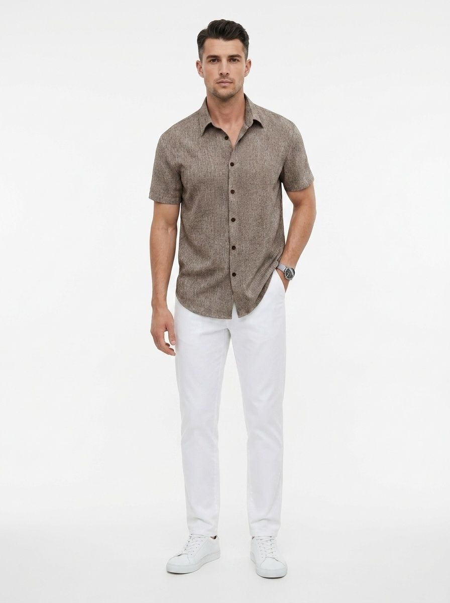 Men's Casual Blend Short Sleeve Button Up Shirt