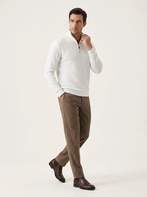 Men's Ribbed Half-zip Long-Sleeved Sweater