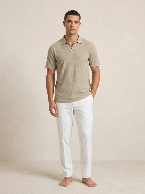 Polo texturé décontracté pour homme - Manches courtes