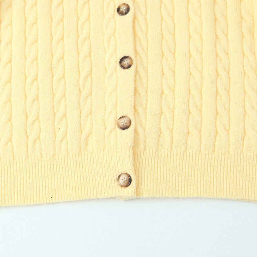 Gilet en laine mélangée - Tricot torsadé rétro français KUN-00129