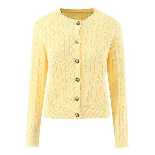 Wool Blend Cardigan - French Retro Cable Knit KUN-00129
