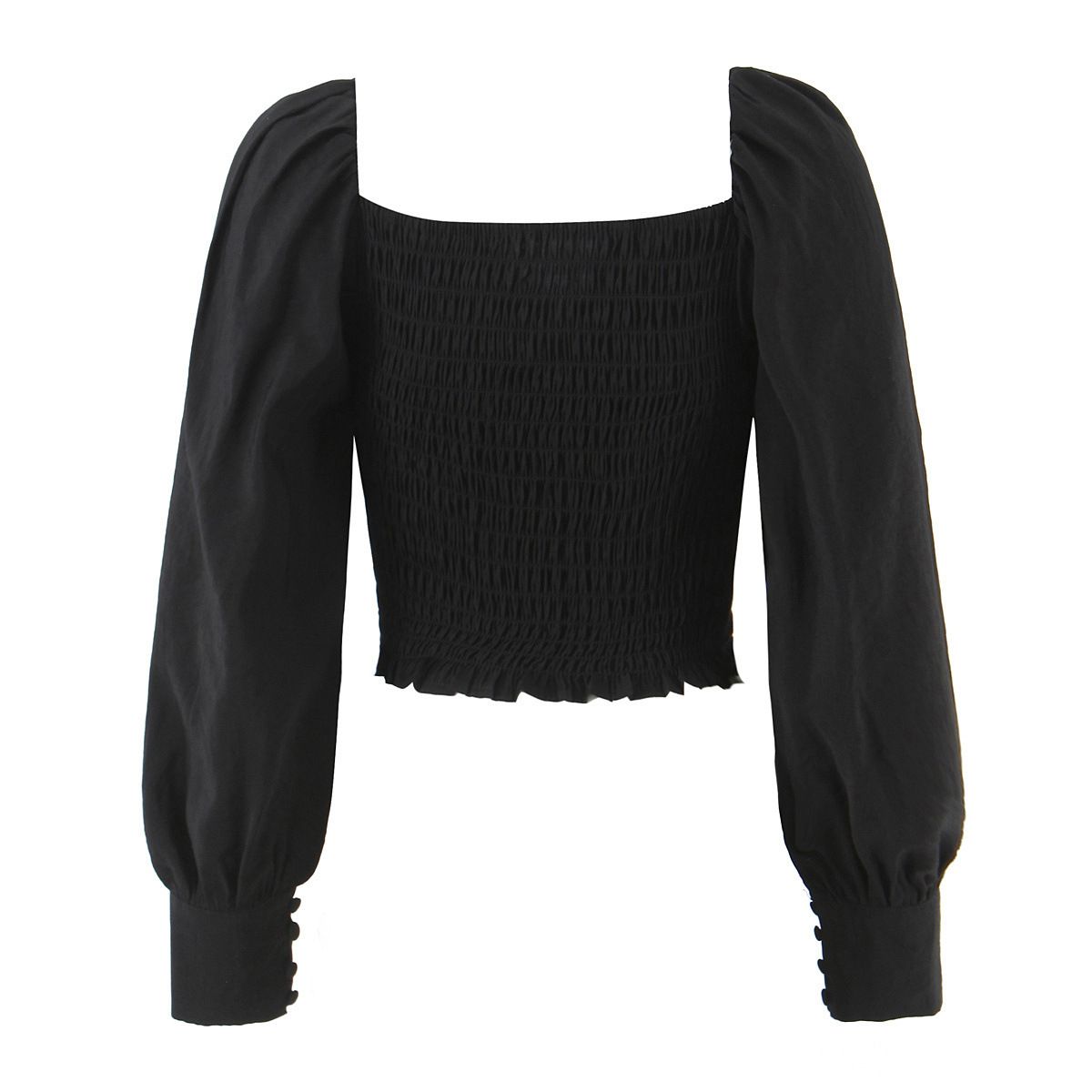 Blusa francesa vintage para mujer con parte superior elástica en la espalda KUN-00059
