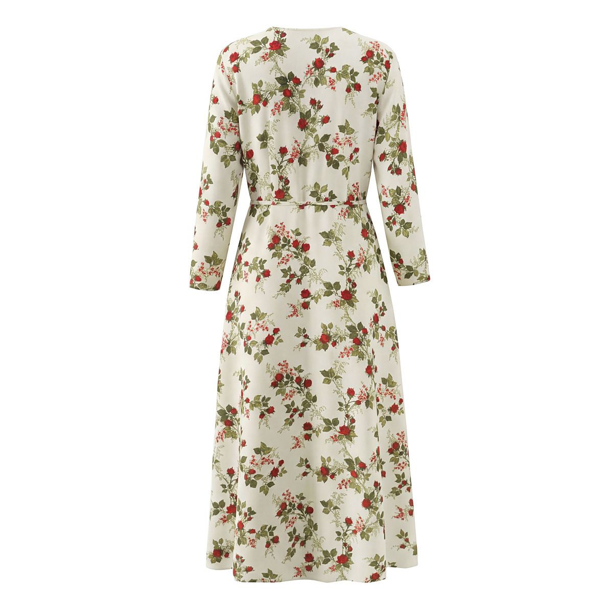 Floral Print Wrap Dress Long Sleeve Tie Waist KUN-00131