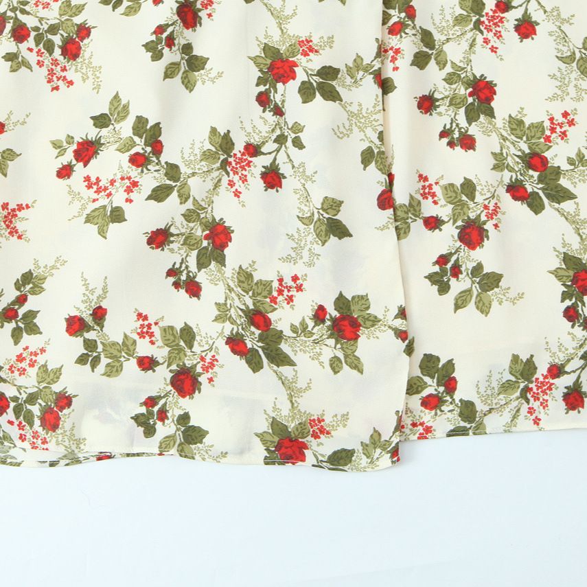 Floral Print Wrap Dress Long Sleeve Tie Waist KUN-00131