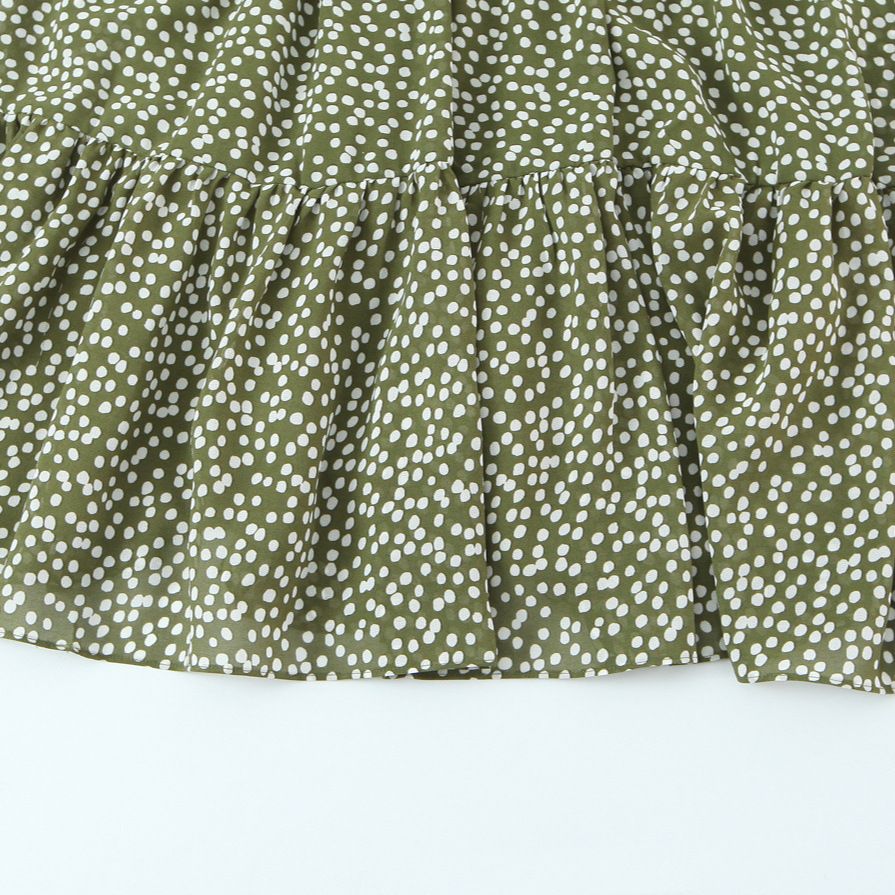 Women's French Style Polka Dot Long Sleeve Midi Dress KUN-00132
