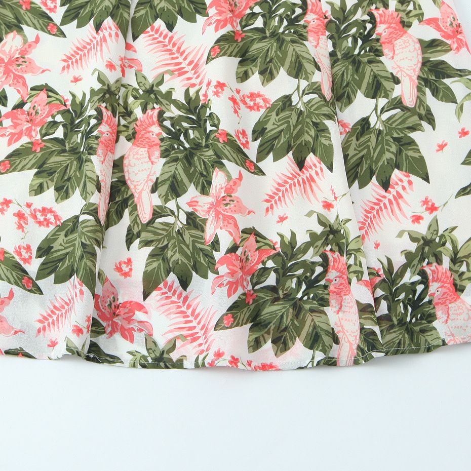 Robe d'été moulante à imprimé floral et bretelles à nouer KUN-00135