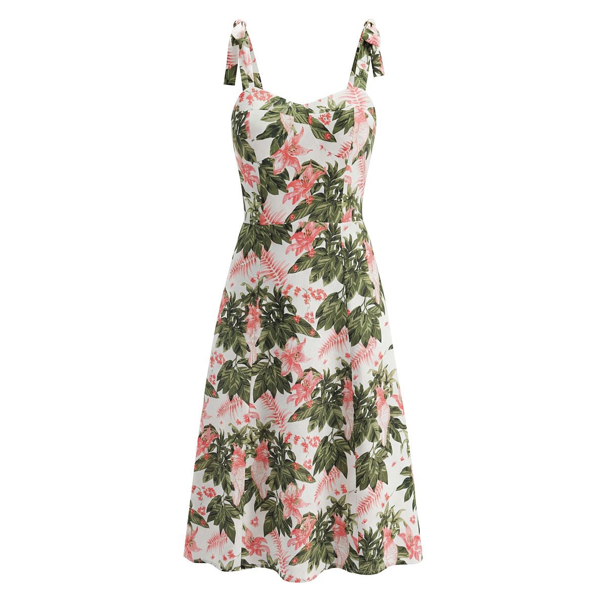 Floral Print Bodycon Tie-Strap Sundress KUN-00135