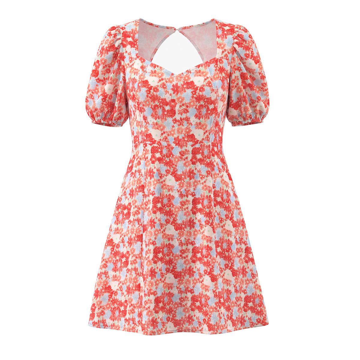 Floral Print Sundress Square Neck Cottagecore Dress KUN-00016