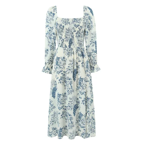 Women's French Square Neck Bodycon Midi Dress - Slim Fit KUN-00168