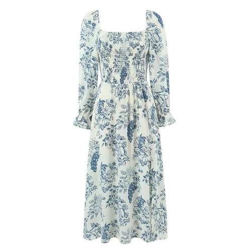 Women's French Square Neck Bodycon Midi Dress - Slim Fit KUN-00168