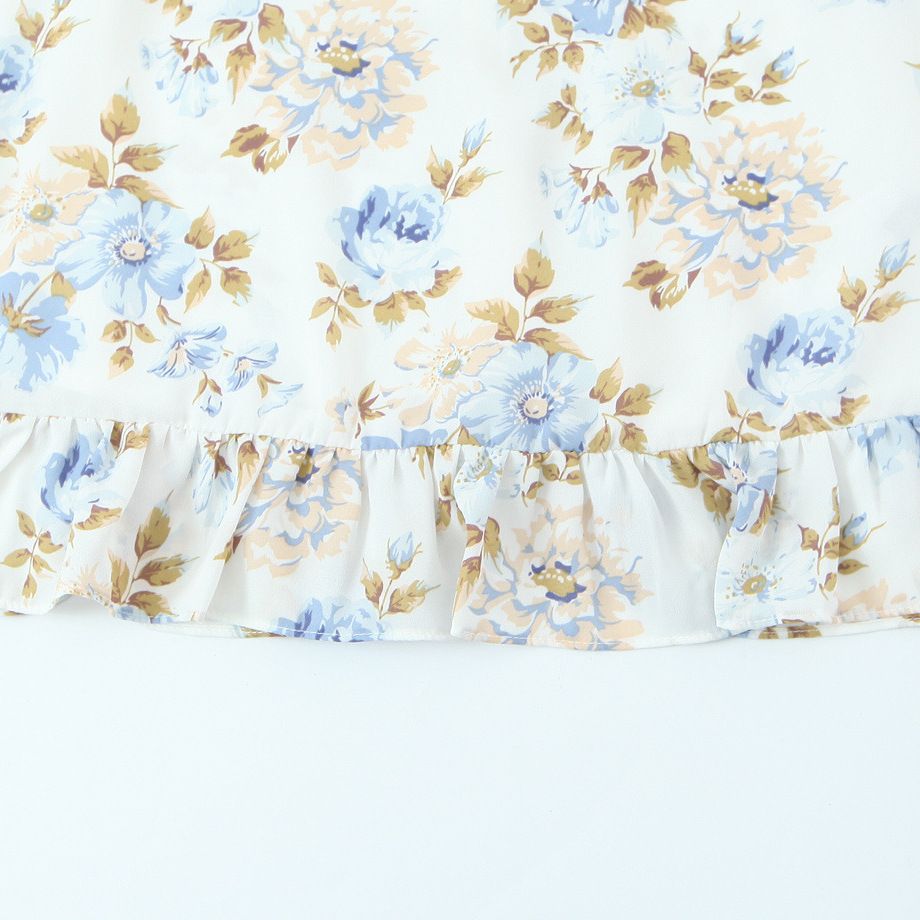 Floral Print Sundress Ruffle Trim Slim Fit KUN-00035