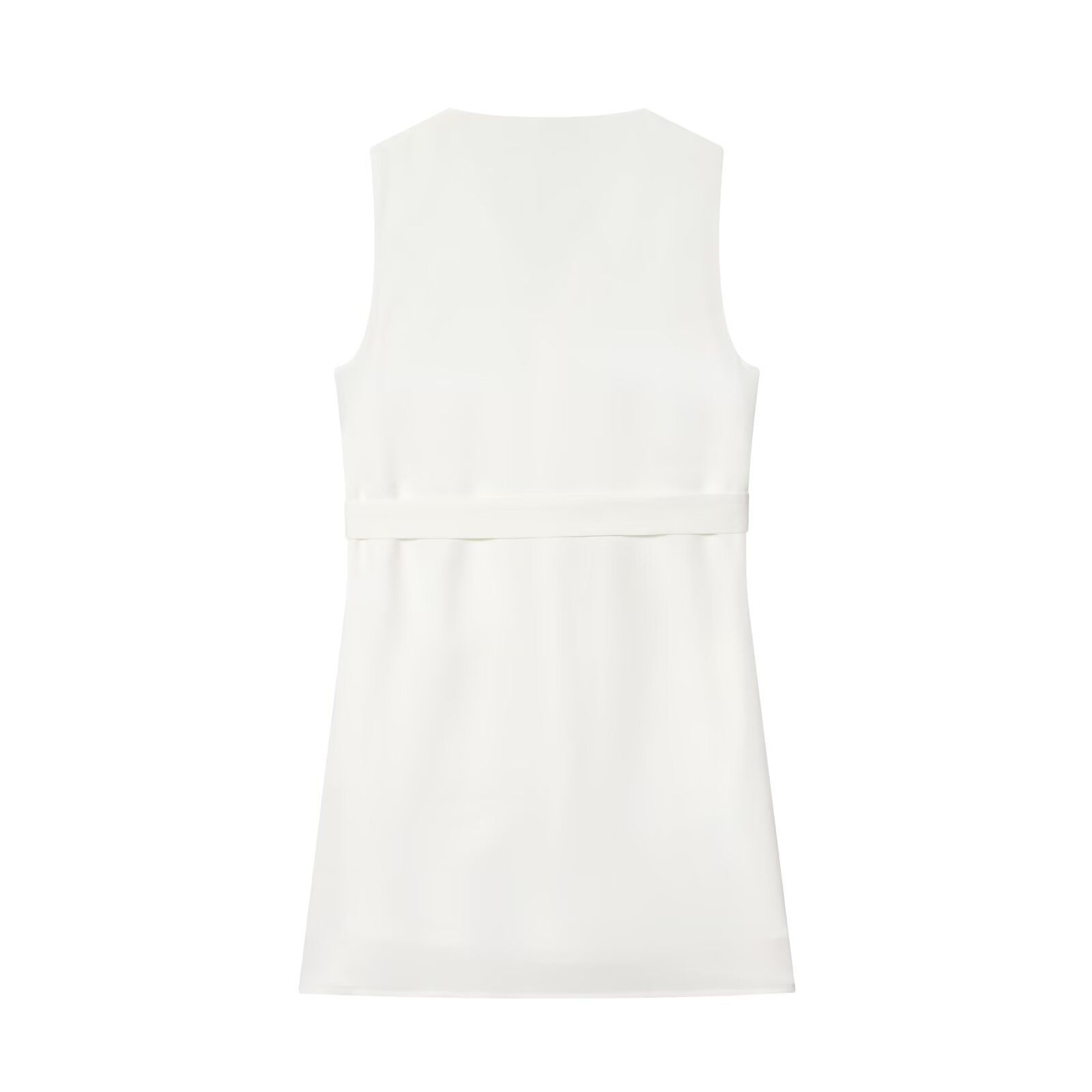 Sleeveless Belted Dress Classic European Style KUN-00102