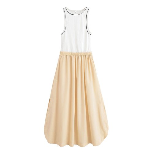 Sleeveless Patchwork Round Neck Dress - Versatile Fashion KUN-00109