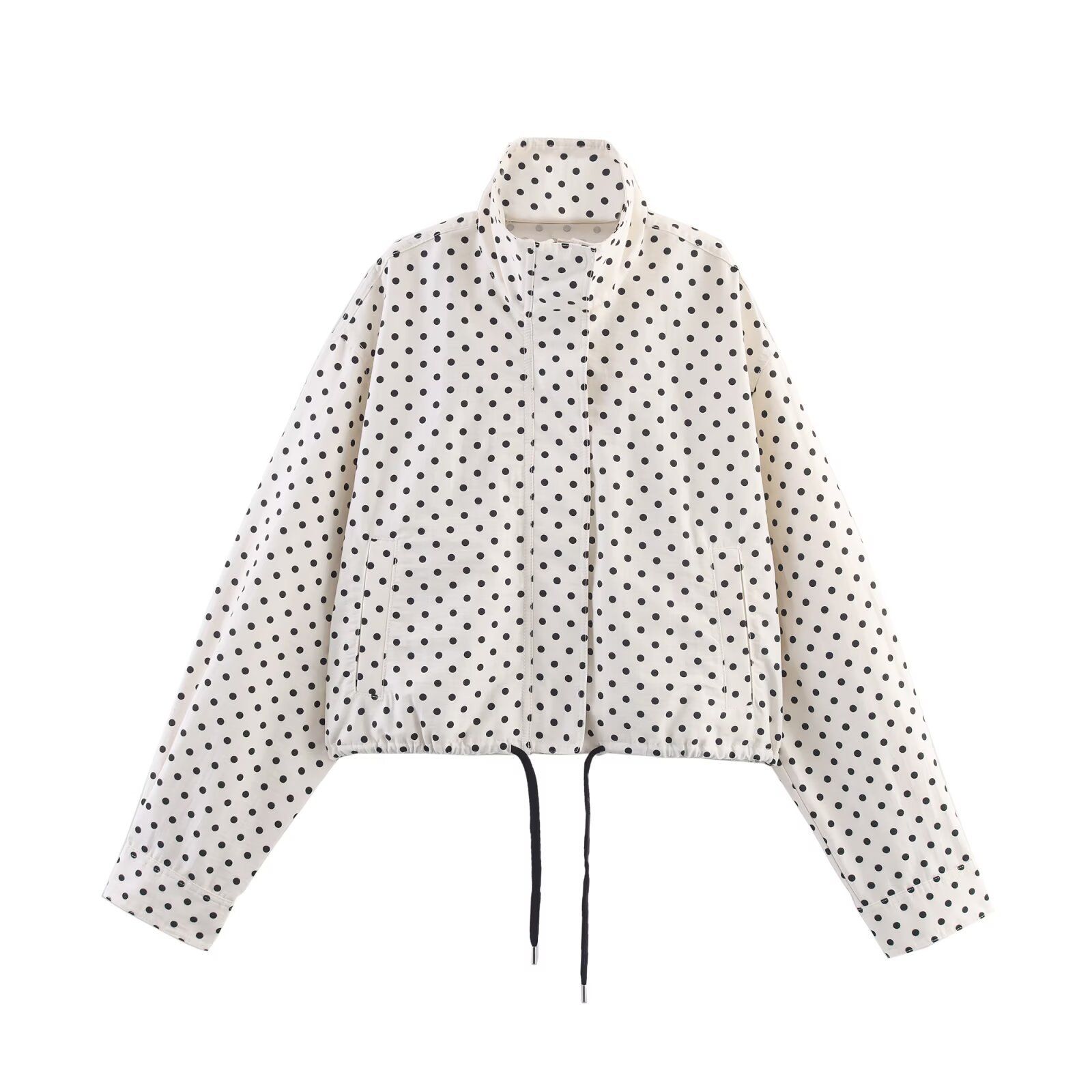 Women's Polka Dot Outfit: Stylish Long Sleeve Jacket & Shorts KUN-00027