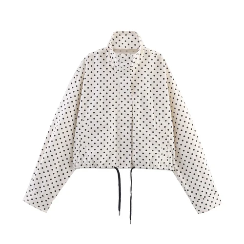 Women's Polka Dot Outfit: Stylish Long Sleeve Jacket & Shorts KUN-00027