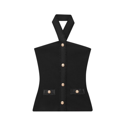 Strick-Neckholder-Top & Schlaghose-Set - Rückenfrei, Stretch KUN-00093