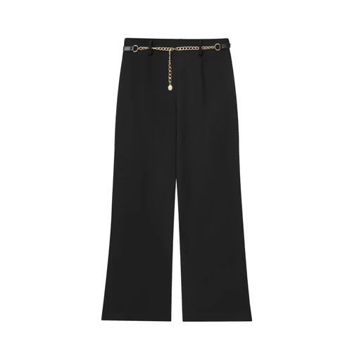 Blazer para mujer, traje corto, chaqueta, pantalones de cintura alta, conjunto con cadena KUN-00066