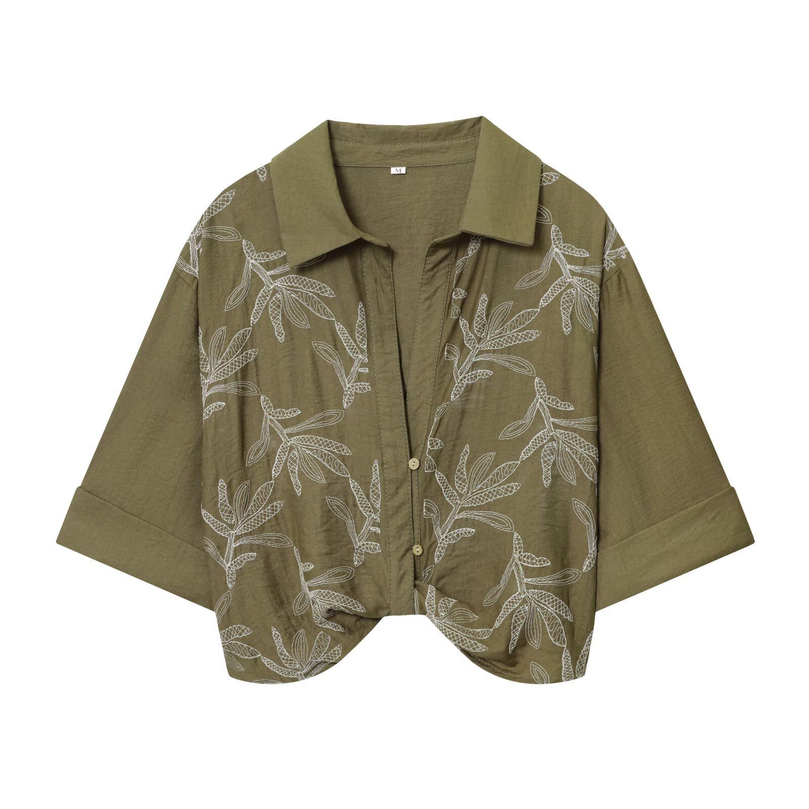 Embroidered Short Sleeve Shirt & High Waist Skirt Pants Set KUN-00016