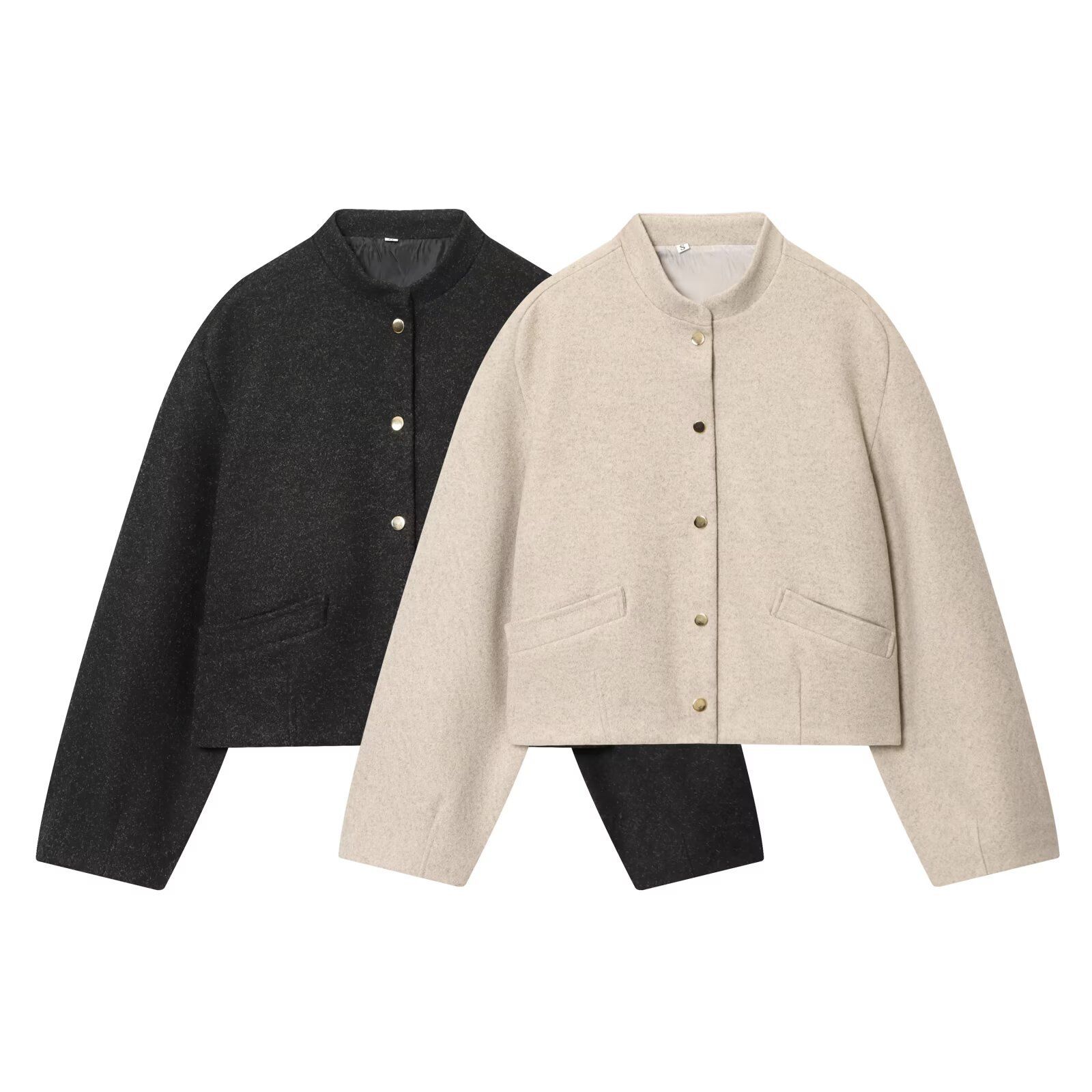 Women's Bomber Jacket Elastic Hem Trendy Outerwear KUN-00136