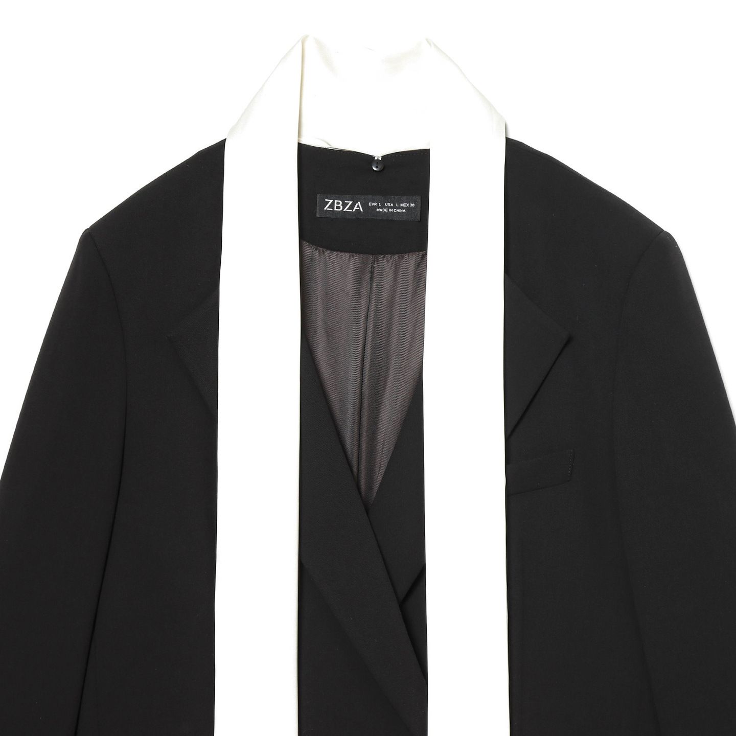 Women's Blazer Jacket Color Block Scarf Long Sleeve KUN-00007