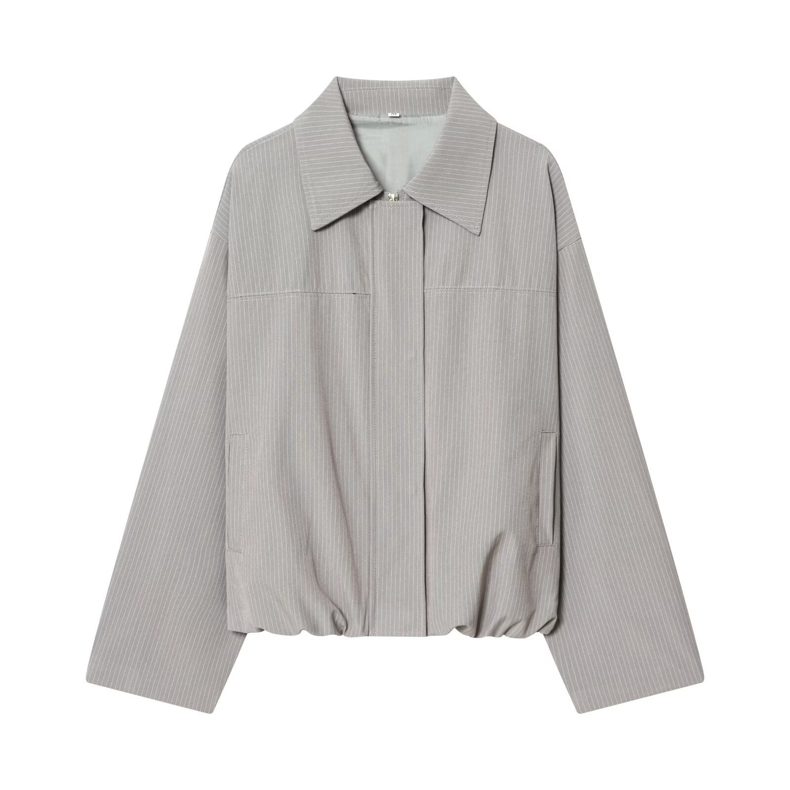 Chaqueta de aviador de mujer con pantalón de traje ancho KUN-00008