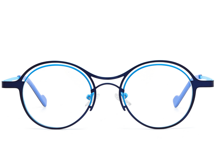 Gafas geométricas de metal azul #BS2425-1293