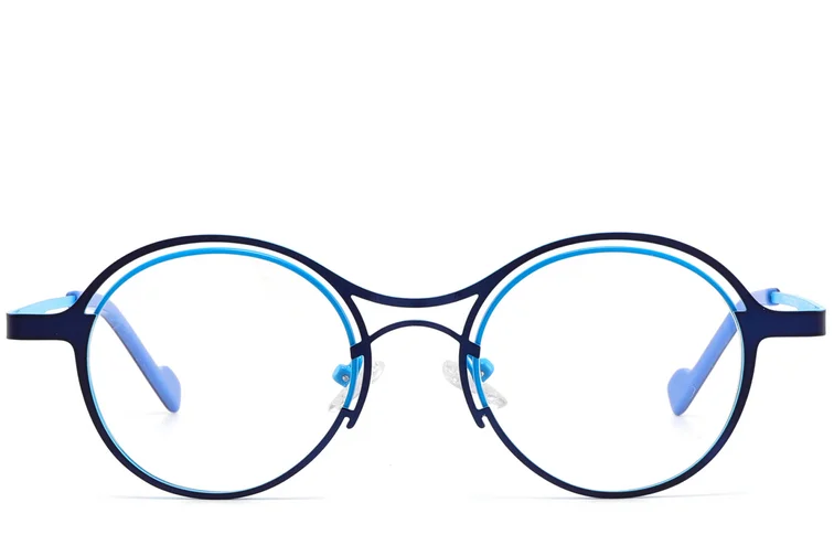 Geometric Blue Metal Glasses #BS2425-1293