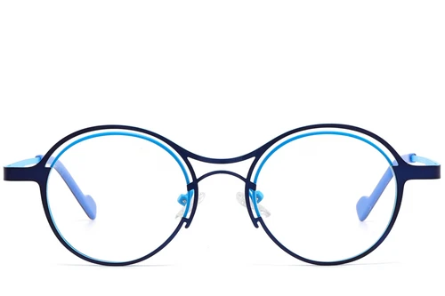 Geometric Blue Metal Glasses #BS2425-1293