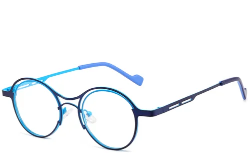 Lunettes géométriques en métal bleu #BS2425-1293
