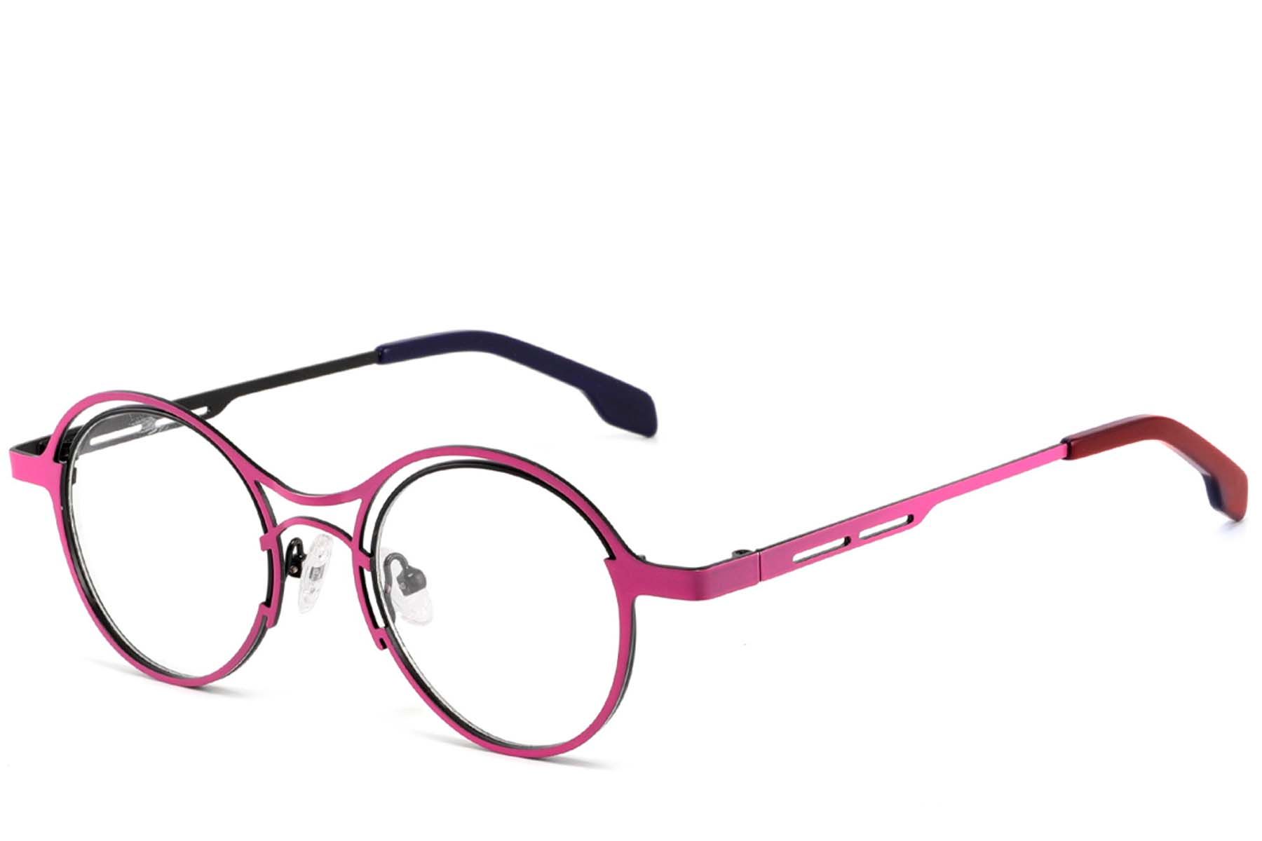 Occhiali geometrici in metallo rosa #BS2425-1294