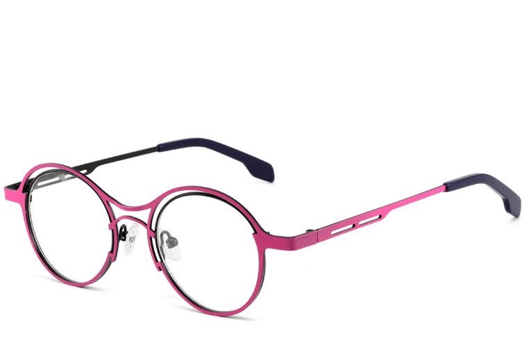 Gafas geométricas de metal rosa #BS2425-1294