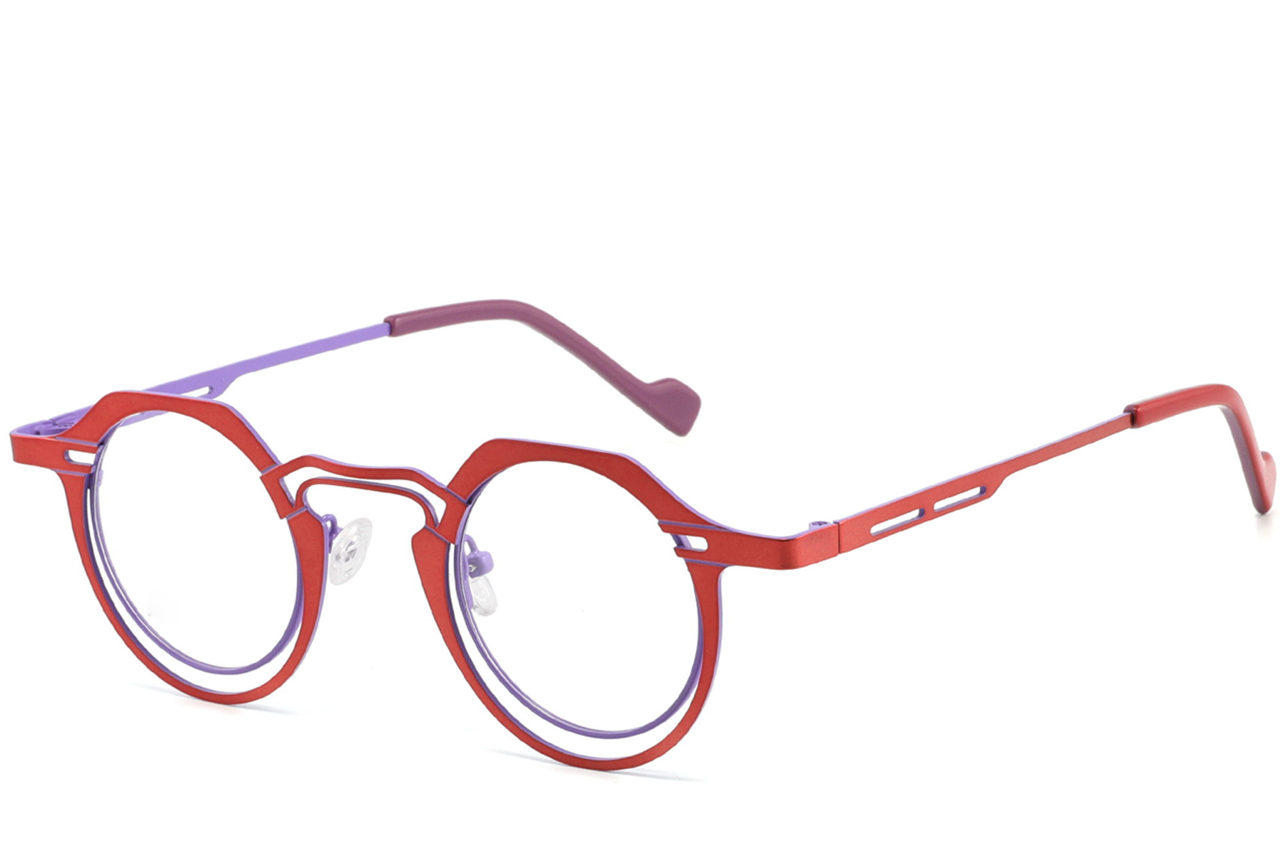 Geometric Red Metal Glasses #BS2425-1298