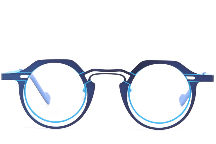 Gafas geométricas de metal azul #BS2425-1299