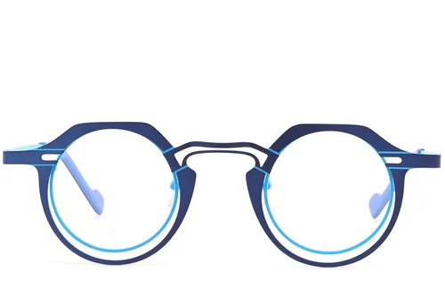 Lunettes géométriques en métal bleu #BS2425-1299