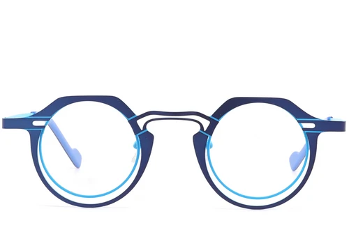 Geometric Blue Metal Glasses #BS2425-1299
