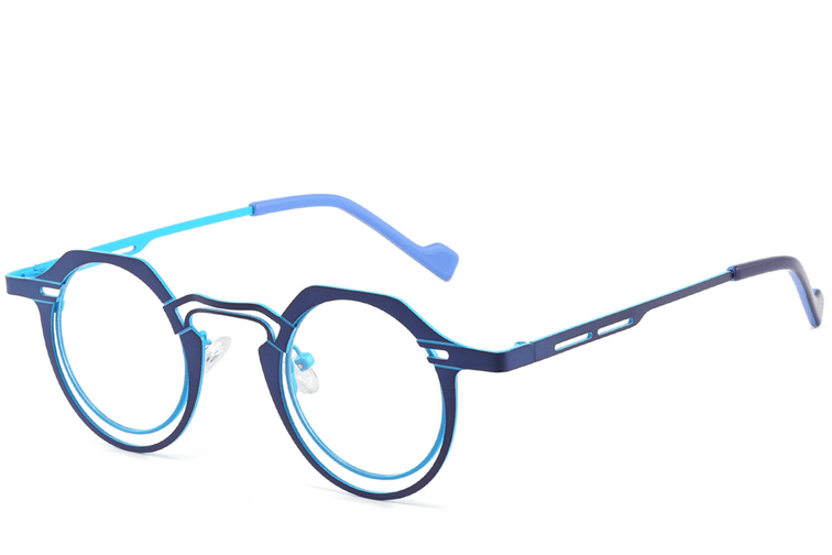 Gafas geométricas de metal azul #BS2425-1299