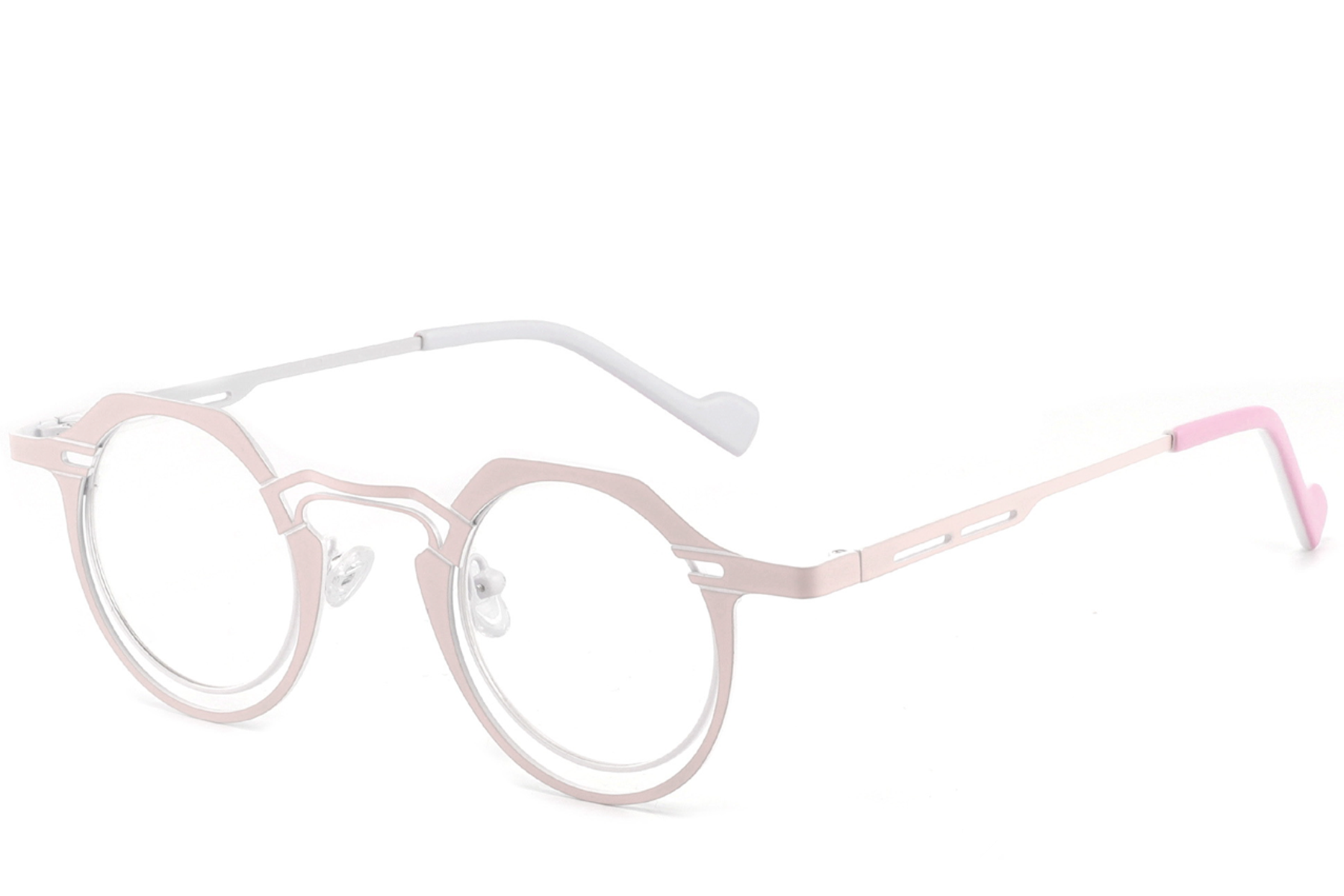 Geometric Pink Metal Glasses #BS2425-1302