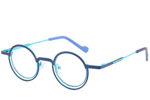 Lunettes rondes en métal bleu #BS2425-1306