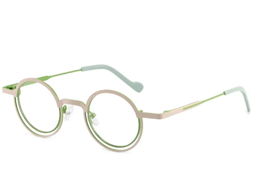 Lunettes rondes en métal vert #BS2425-1307
