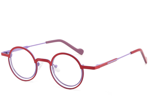 Lunettes rondes en métal rouge #BS2425-1309