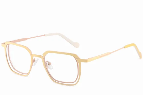Lunettes rectangulaires en métal jaune #BS2425-1310