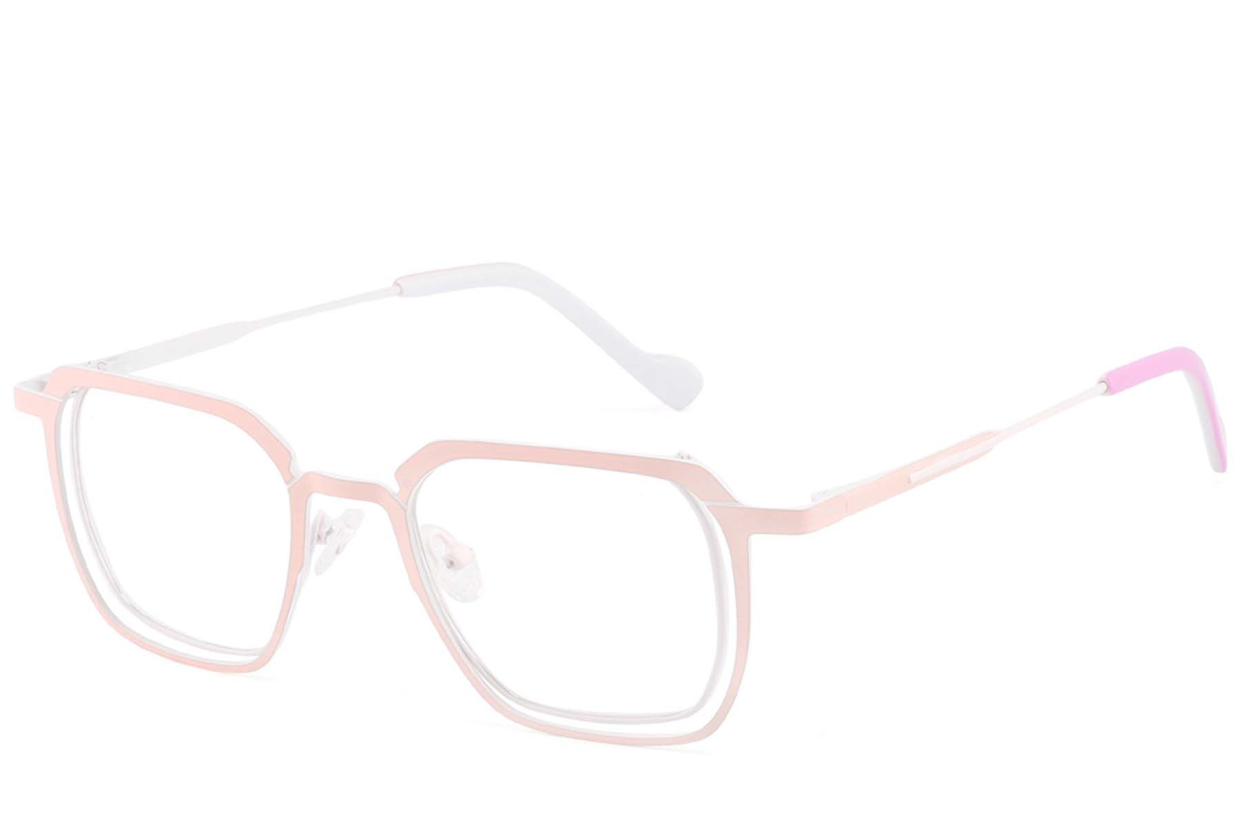 Rectangular Pink Metal Glasses #BS2425-1311