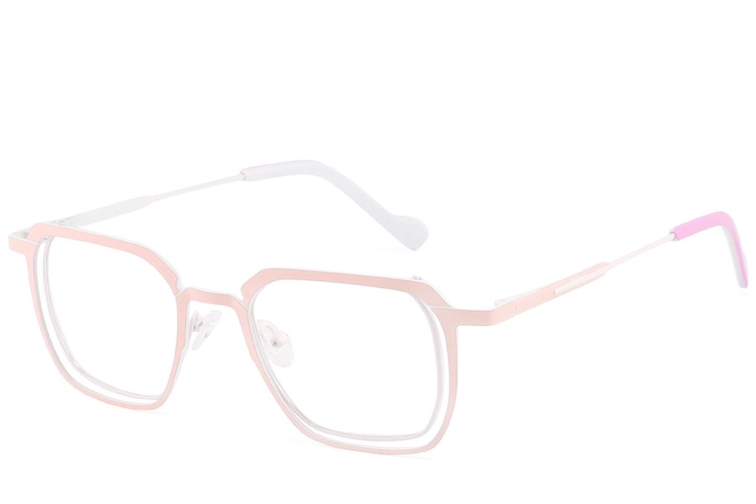 Rectangular Pink Metal Glasses #BS2425-1311