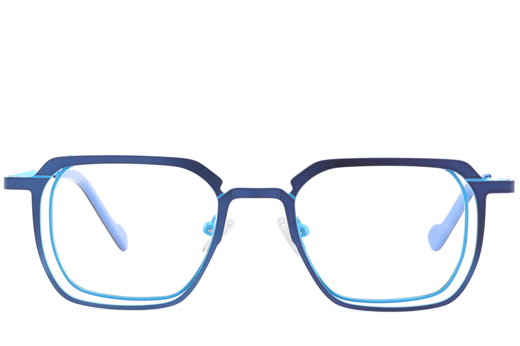 Rectangular Blue Metal Glasses #BS2425-1312
