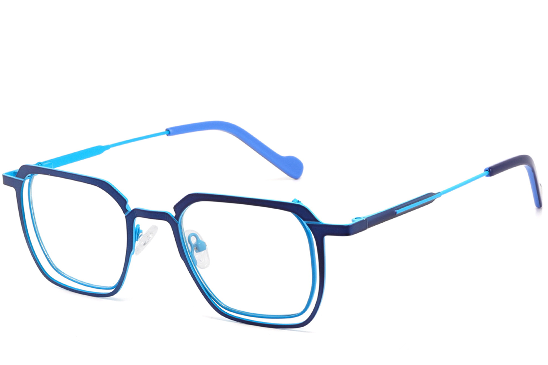 Rectangular Blue Metal Glasses #BS2425-1312