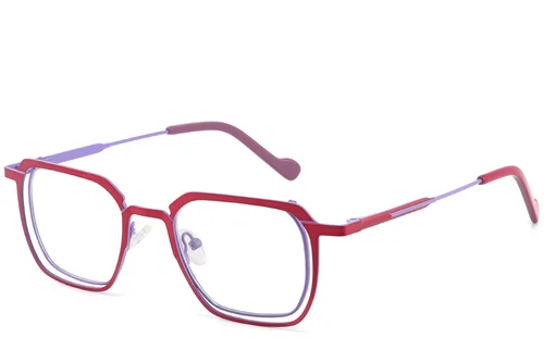 Lunettes rectangulaires en métal rouge #BS2425-1313