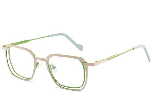 Lunettes rectangulaires en métal vert #BS2425-1314