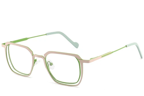 Rectangular Green Metal Glasses #BS2425-1314